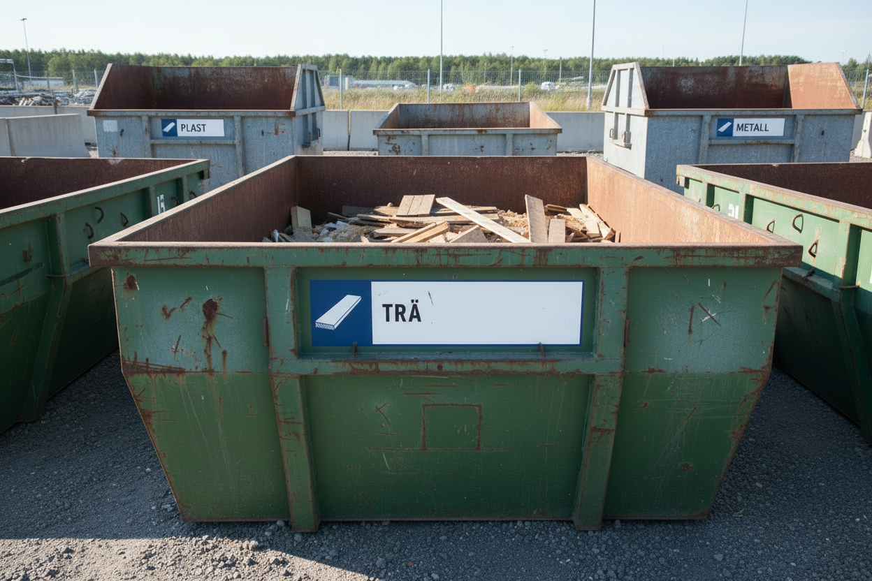 Byggavfall -Skylt