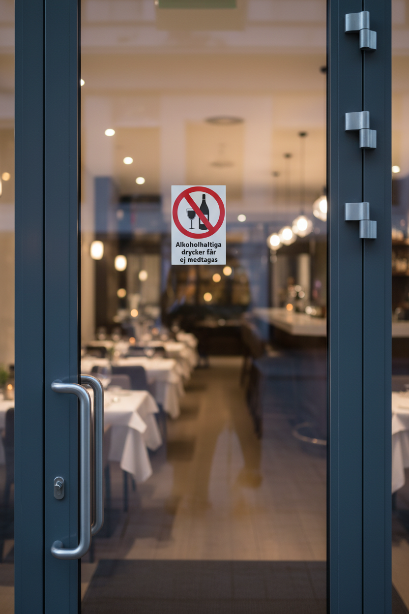 Dekal Alkoholhaltiga drycker får ej medtagas