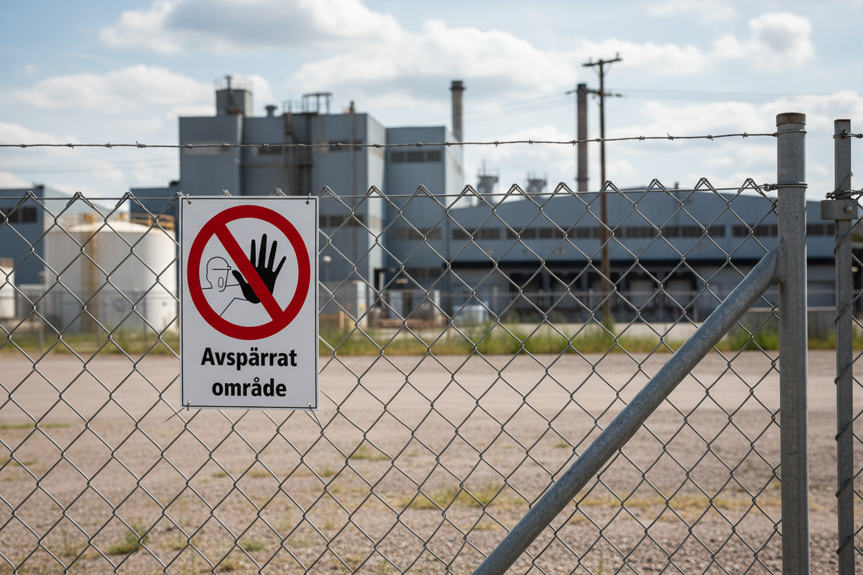 Avspärrat område skylt på staket