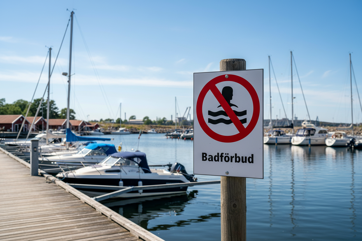 Badförbud skylt