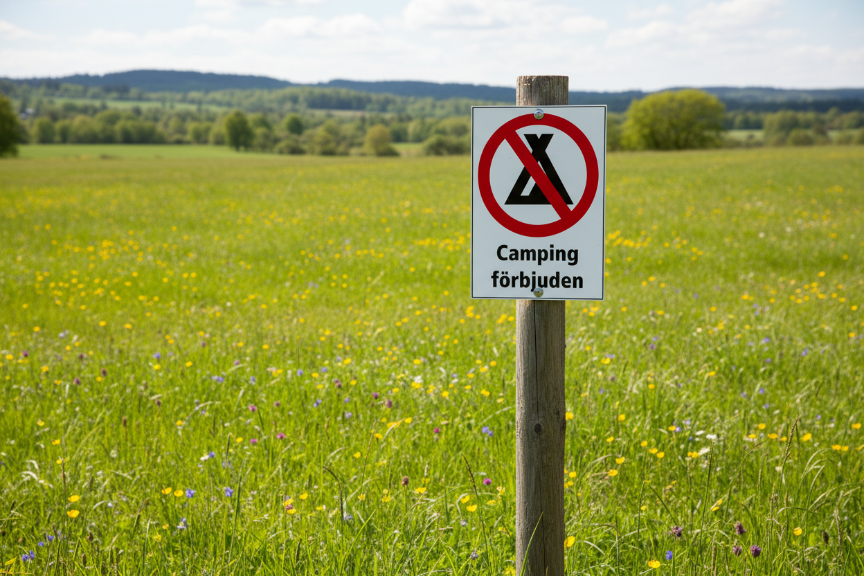 Camping förbjuden skylt