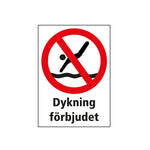 Dekal skylt Dykning förbjudet