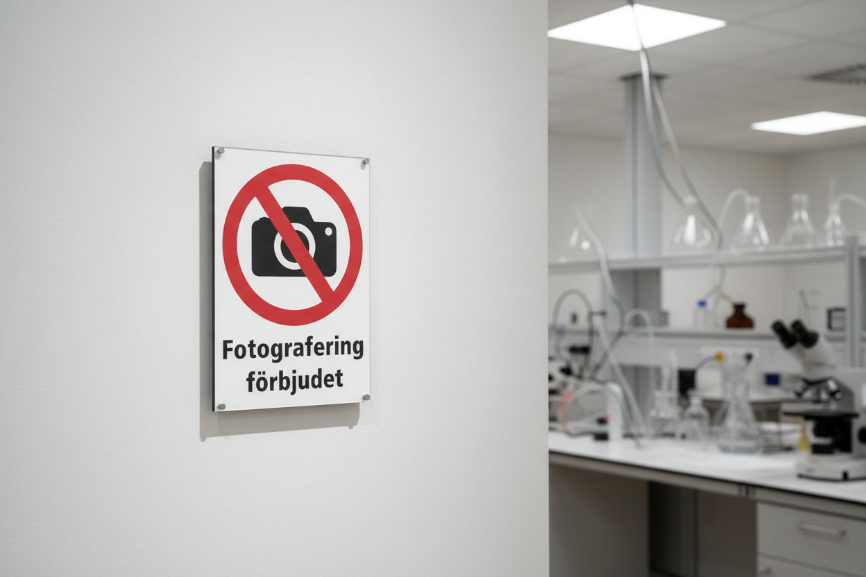 Förbudsskylt fotografering förbjuden