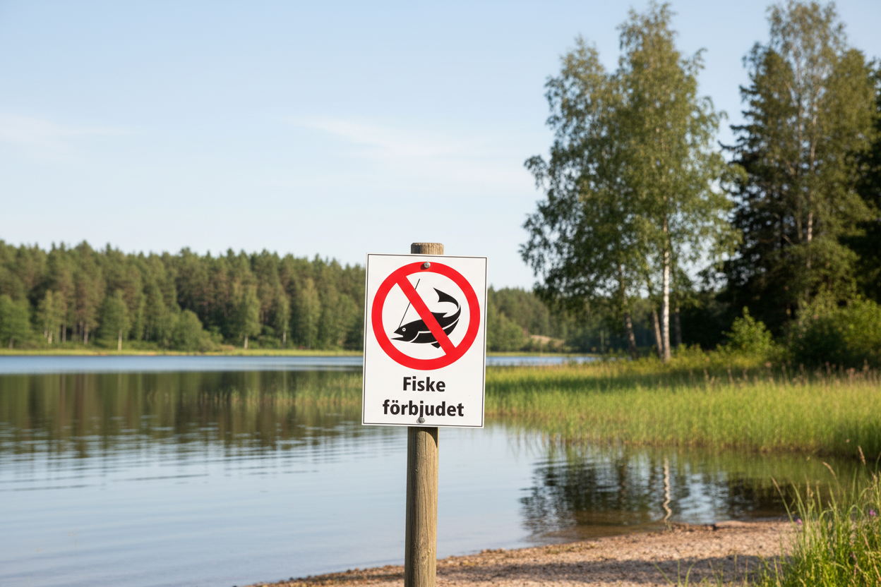 Fiske förbjudet skylt