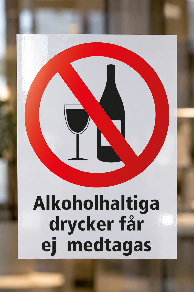 Förbudsdekal på glas, Alkoholhaltiga drycker får ej medtagas