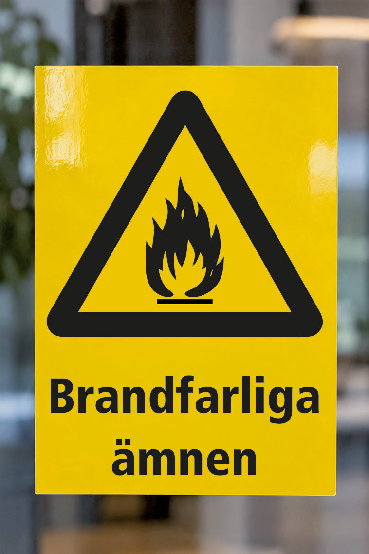 Varningsdekal på glas, Brandfarliga ämnen
