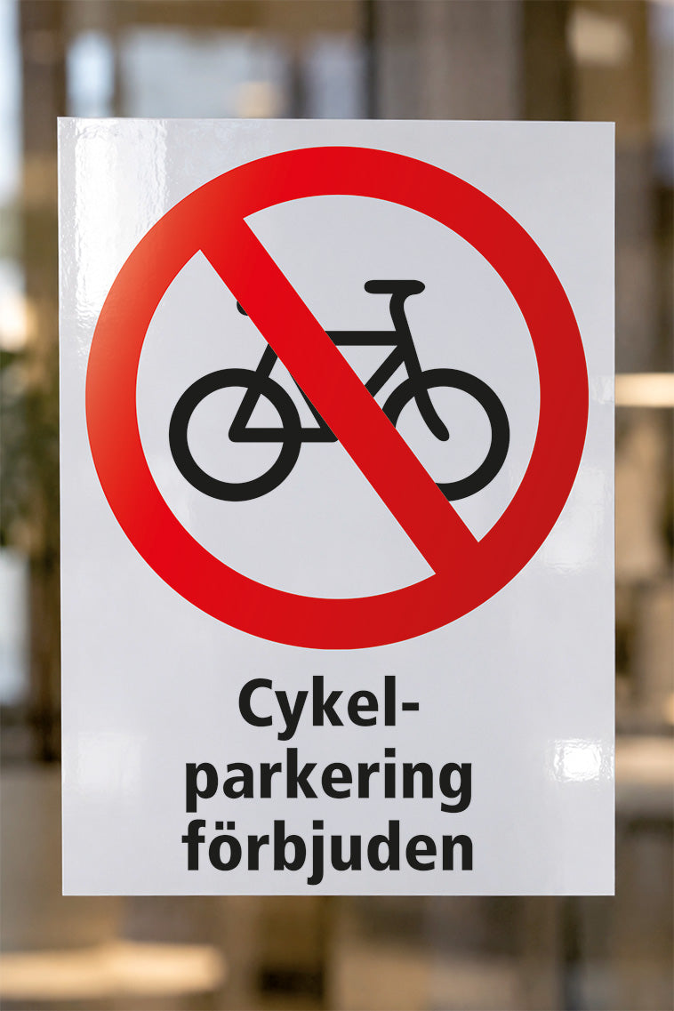Förbudsdekal på glas, Cykelparkering