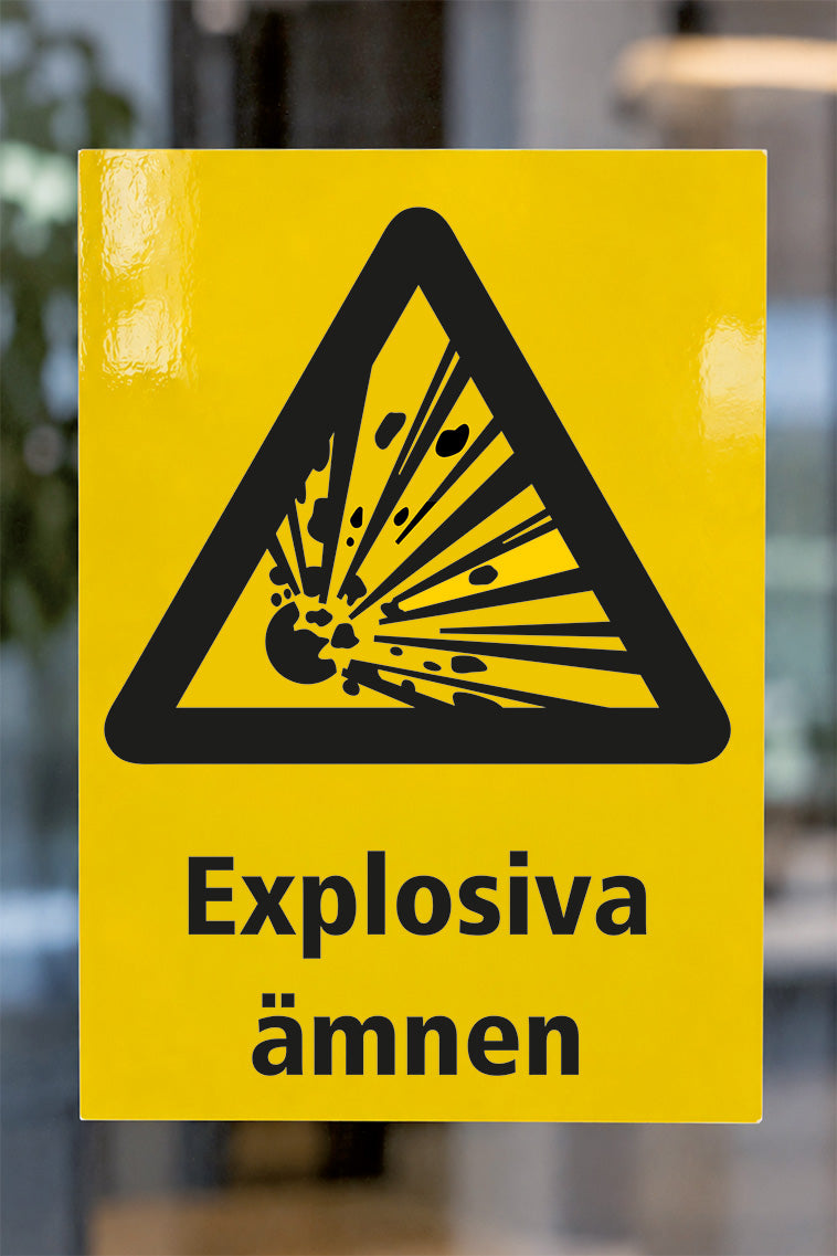 Varningsdekal på glas, Explosiva ämnen