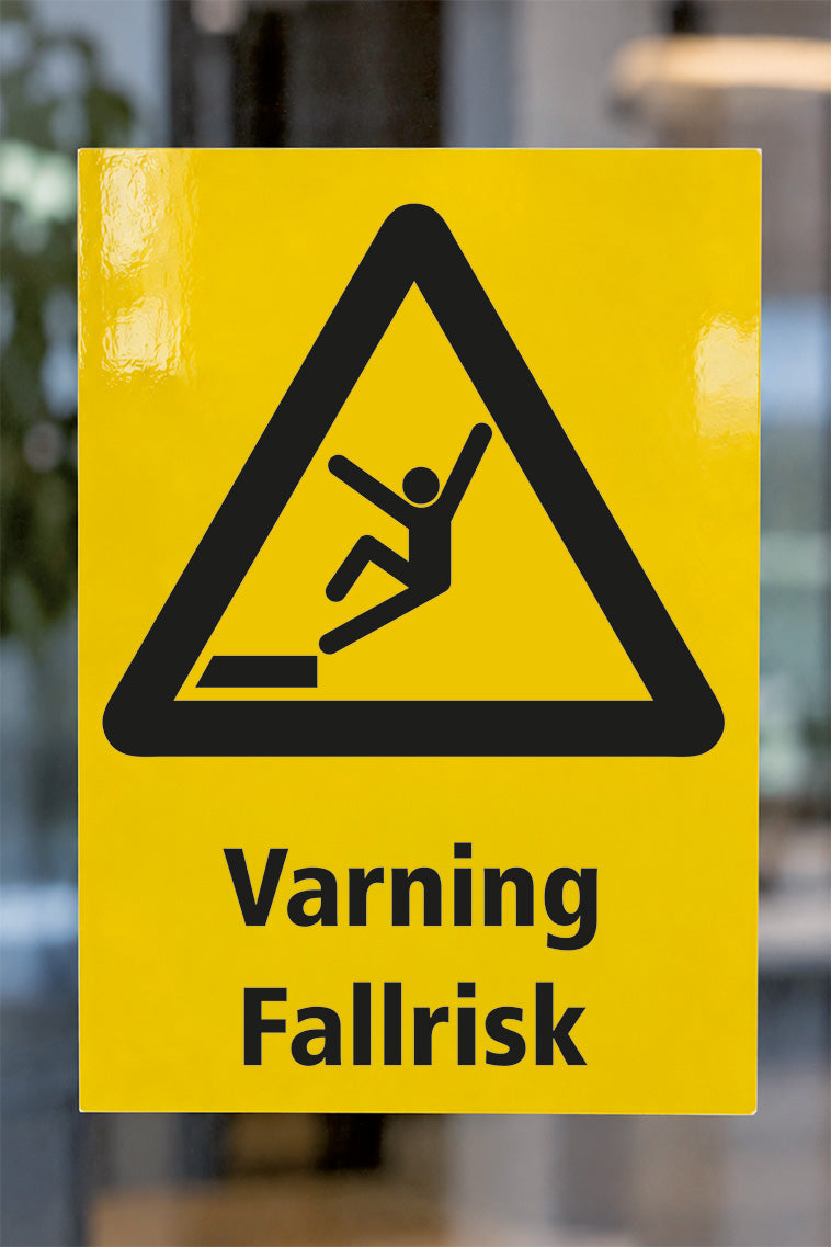 Varningsdekal på glas, Fallrisk