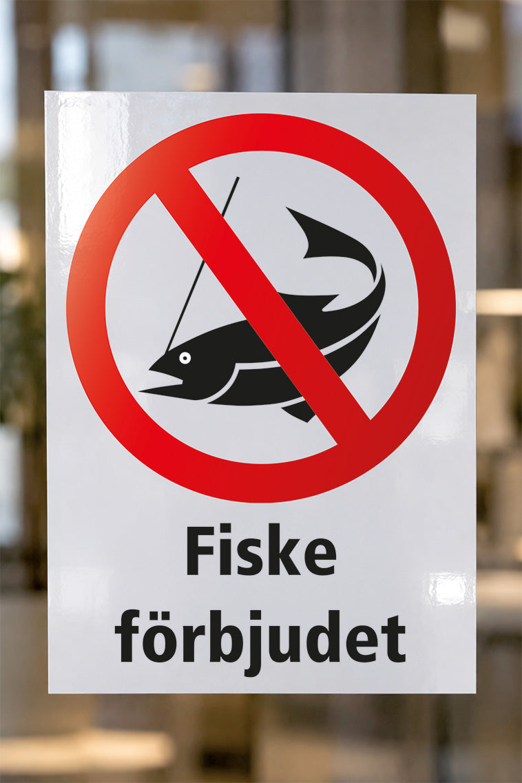 Förbudsdekal på glas, Fiske förbjudet