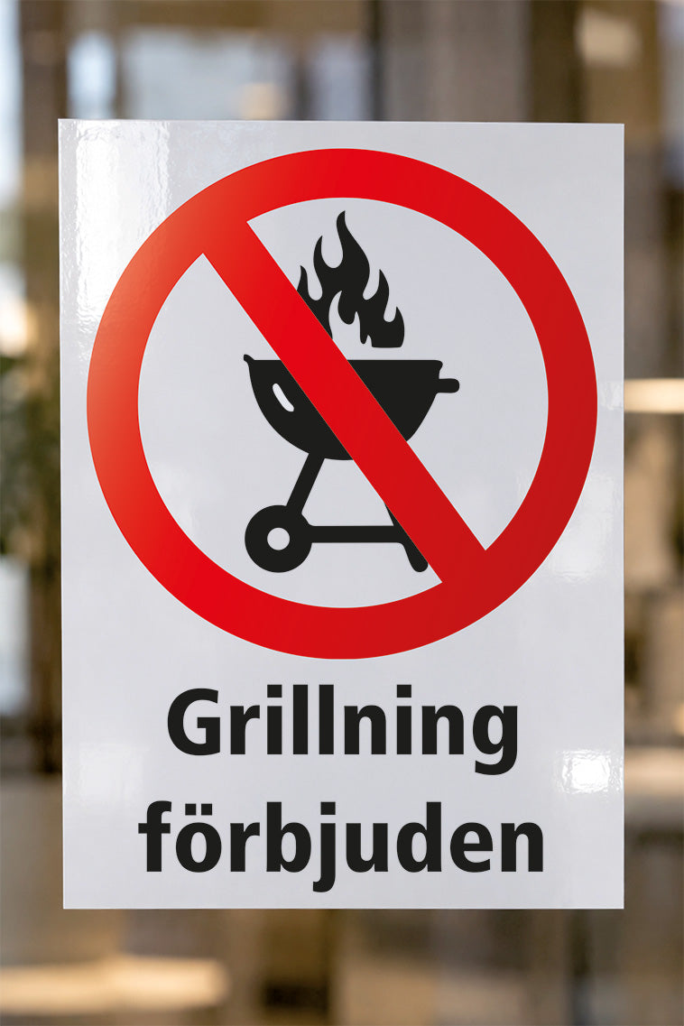 Förbudsdekal på glas, Grillning förbjuden
