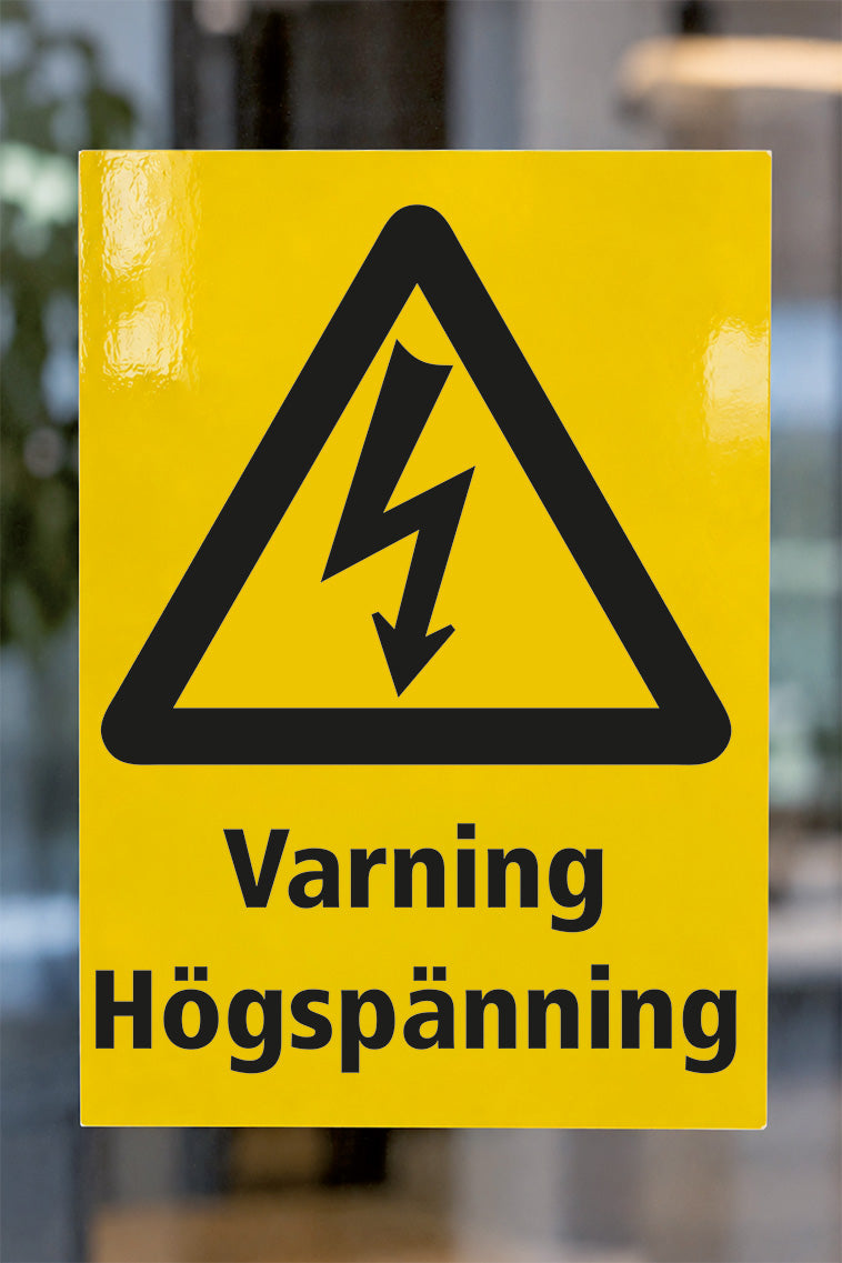 Varningsdekal på glas, Högspänning