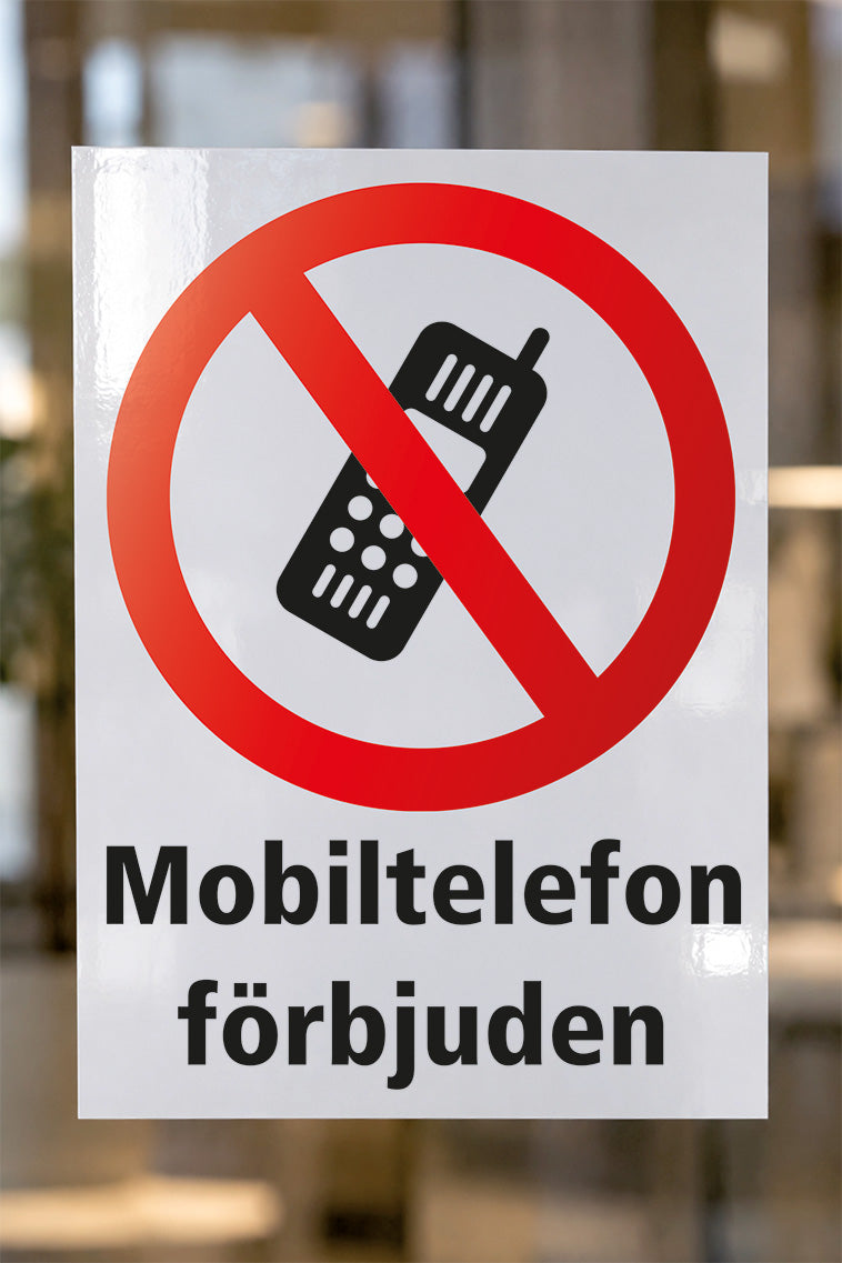 Förbudsdekal på glas, Mobiltelefon förbjuden