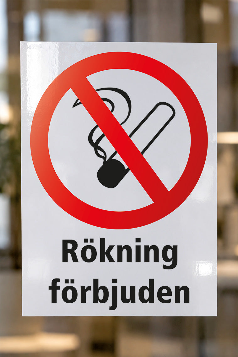 Förbudsdekal på glas, Rökning förbjuden