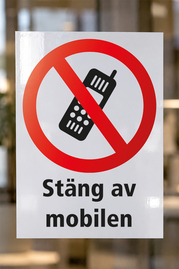 Förbudsdekal på glas, Stäng av mobilen