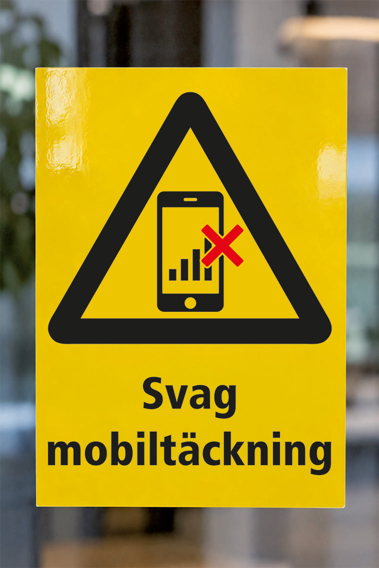 Varningsdekal på glas, Svag mobiltäckning
