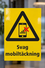 Varningsdekal Svag mobiltäckning