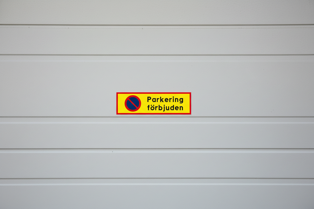 Dekal Parkering förbjuden på en garageport