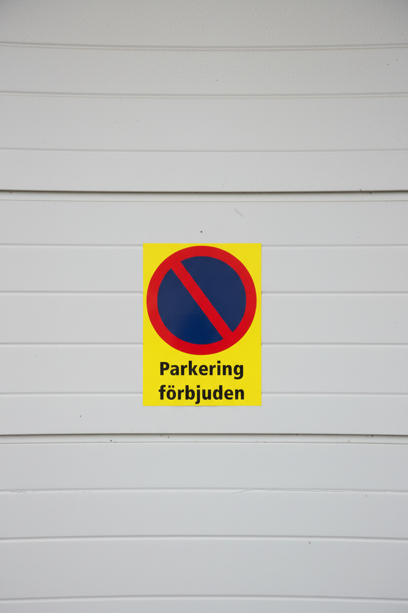 Dekal parkering förbjuden på en garageport