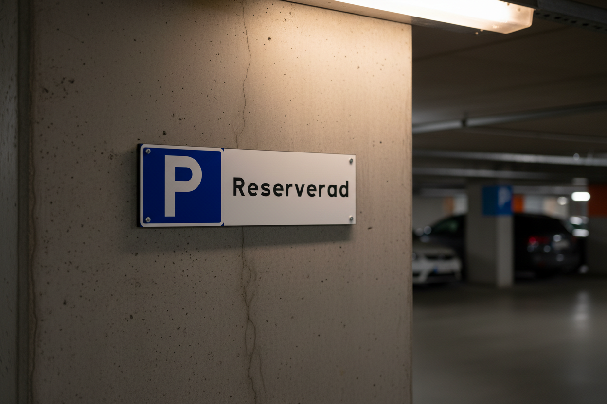 skylt reserverad parkering