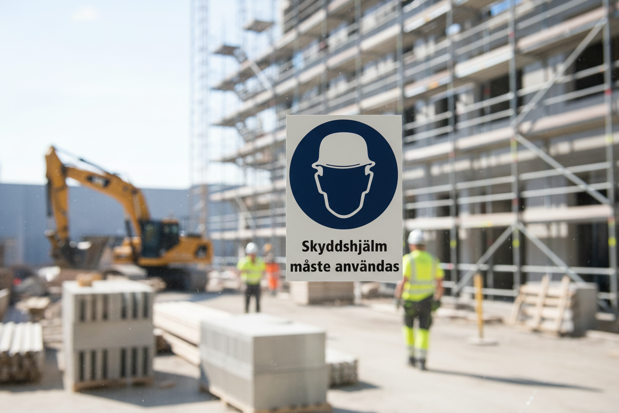 Dekal skyddshjälm måste användas