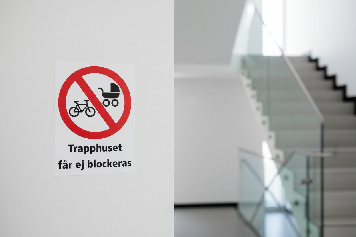 Dekal trapphuset får ej blockeras