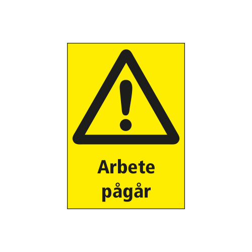 Varningsdekal Arbete pågår