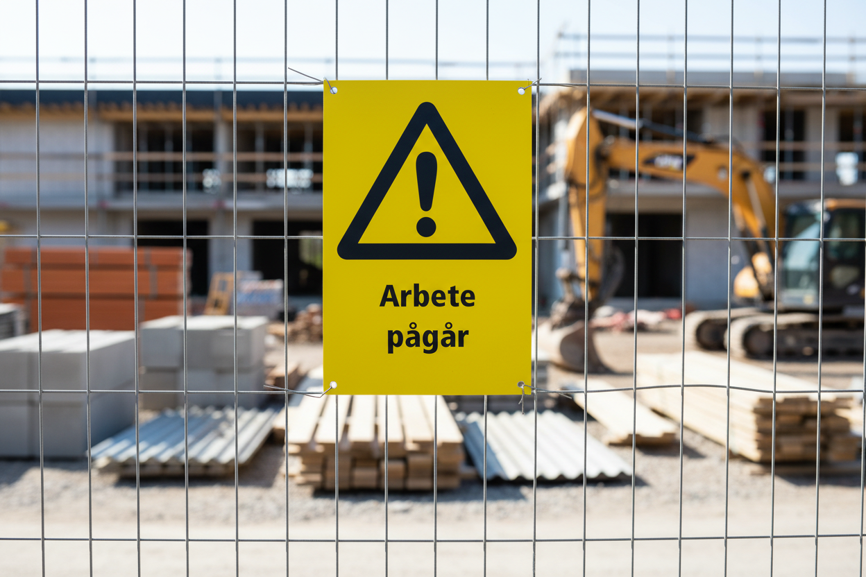 Varningsskylt arbete pågår