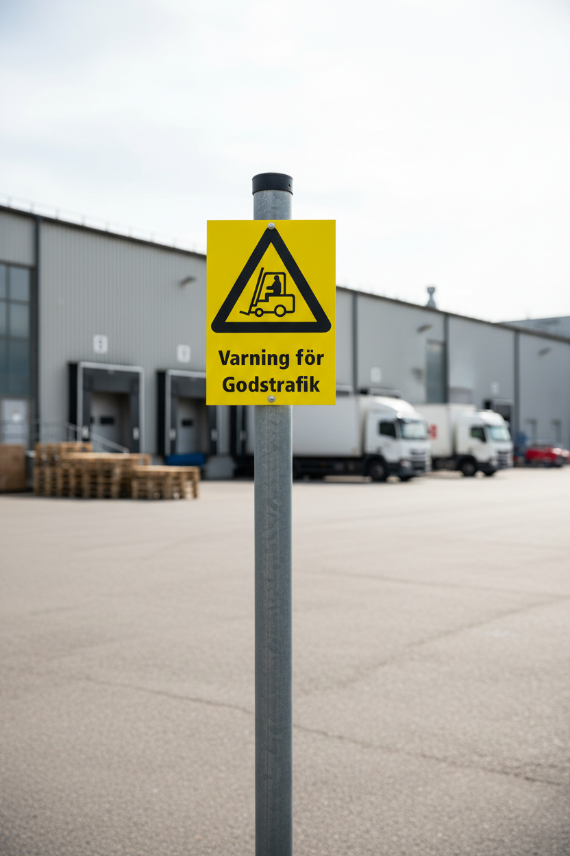 Varningsskylt varning för godstrafik