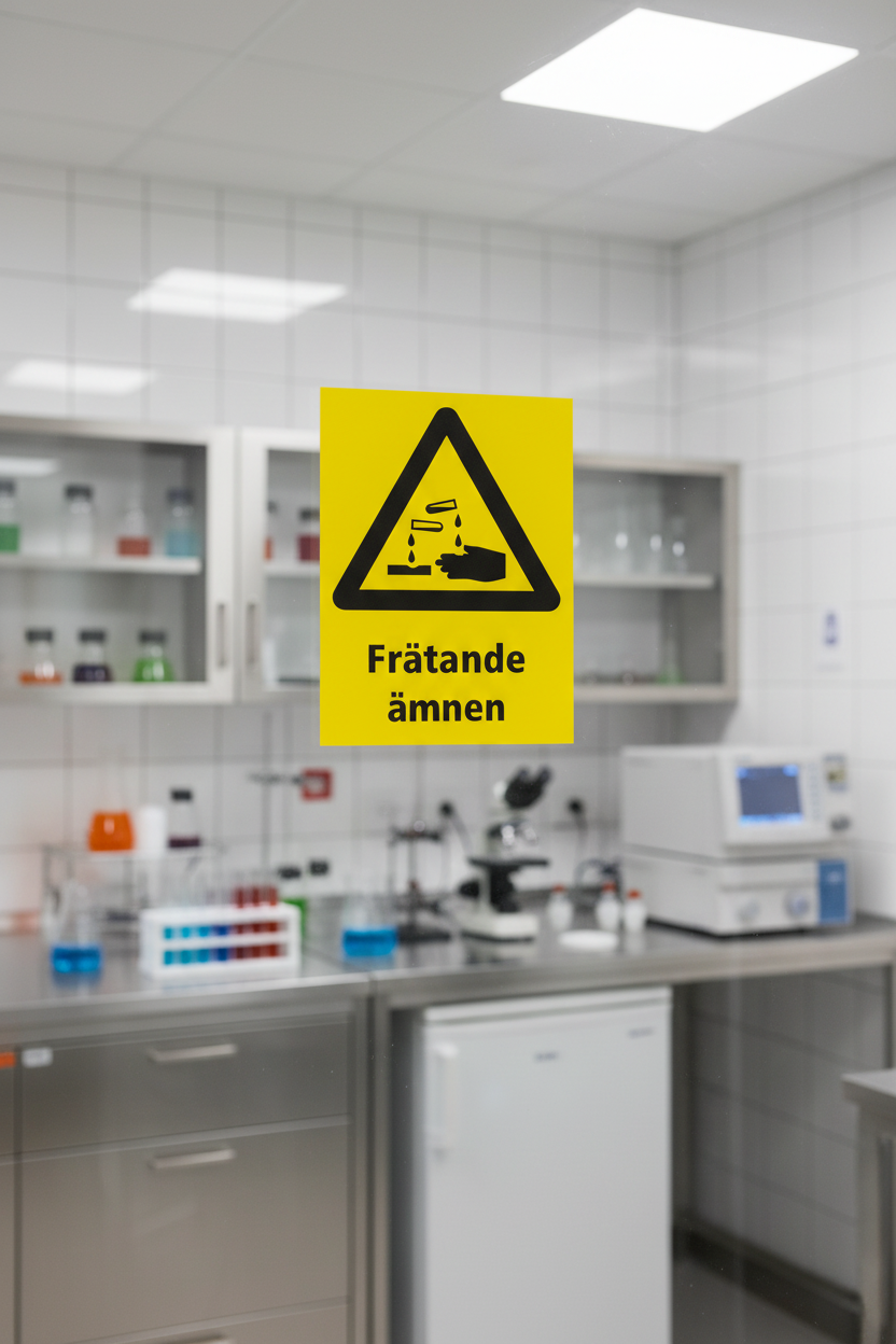 Varningsdekal Frätande ämnen