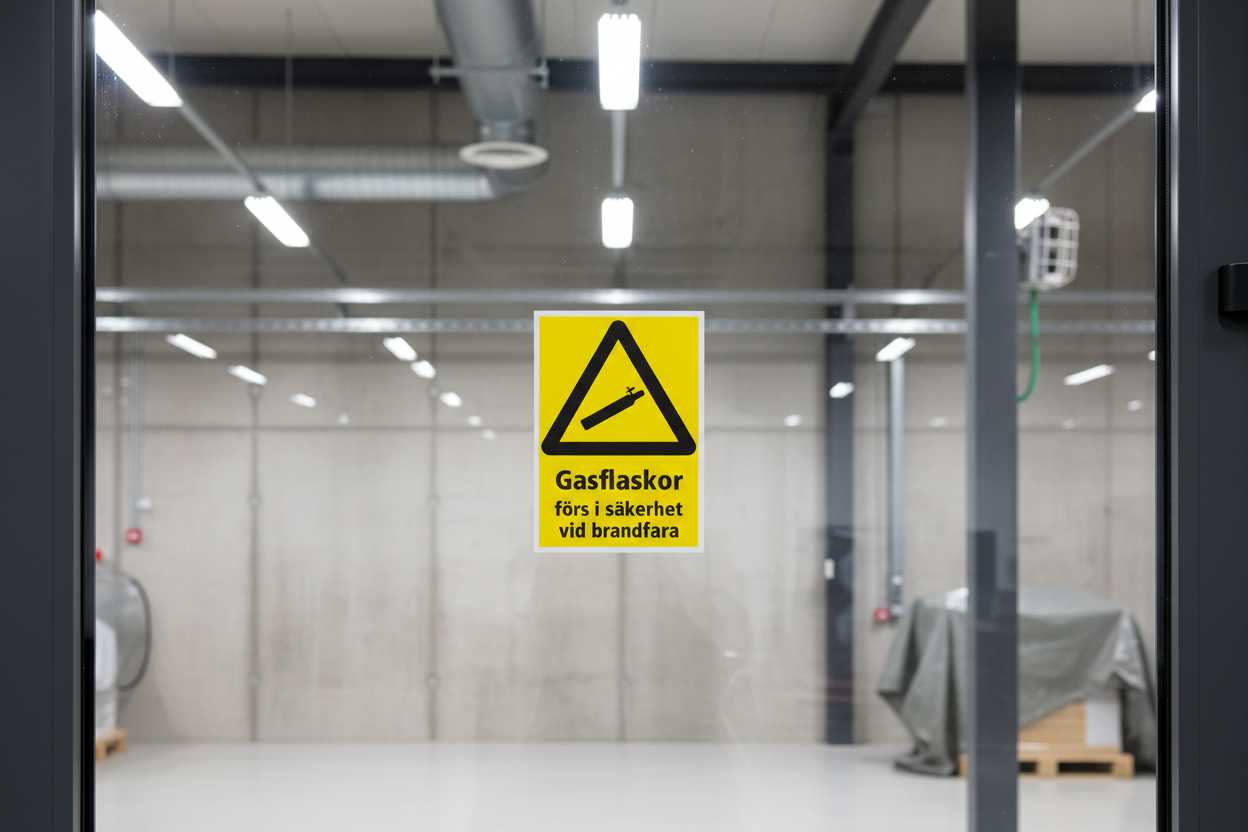 Varningsdekal gasflaskor