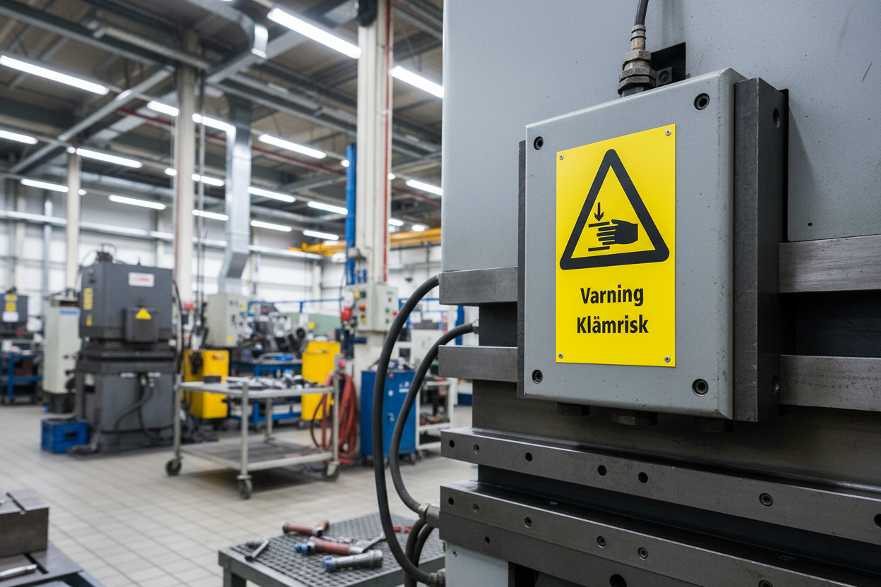 Varningsskylt klämrisk