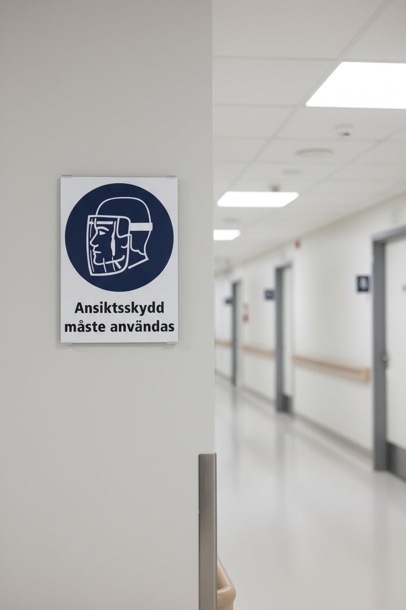 skylt ansiktsskydd måste användas