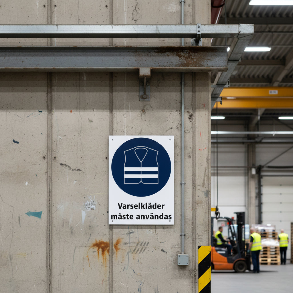 skylt varselkläder måste användas